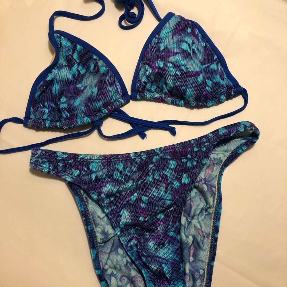 Dk blue/ purple/ teal 2pc swimsuit